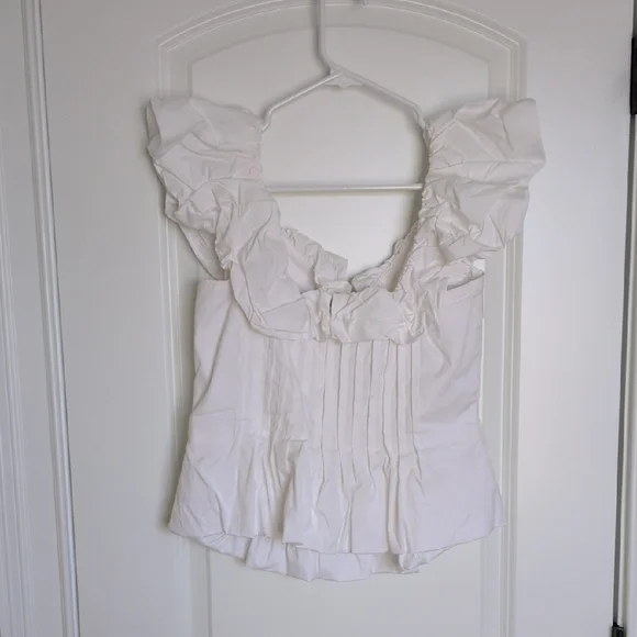 WHBM White Ruffled Corset Blouse - Picture 5 of 10